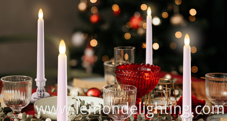 LED Cream Taper Candles For Home Decoration